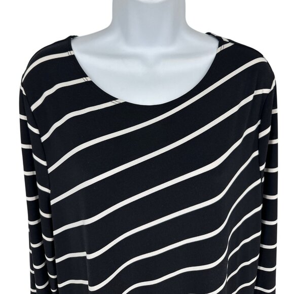 Travelers by Chico's 3/4 Sleeve Striped Asymmetrical Hem Tunic Size XL - Picture 2 of 10